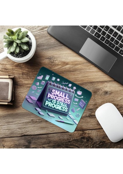 Küçük Ilerlemeler Sloganlı Mousepad – 3D Renkli - 19X23 cm 2 mm Dikdörtgen Ithal Baskılı Mouse Pad
