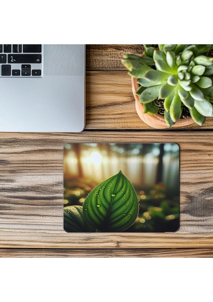 Çiy Damlalı Yaprak Üzeri Mousepad - 19X23 cm 2 mm Dikdörtgen Ithal Baskılı Mouse Pad modelleri