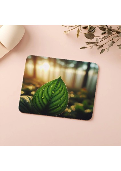 Çiy Damlalı Yaprak Üzeri Mousepad - 19X23 cm 2 mm Dikdörtgen Ithal Baskılı Mouse Pad indirimleri