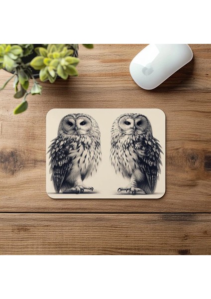 3D Kalemle Çizilmiş Tüylü Baykuş Mouse Pad - 19X23 cm 2 mm Dikdörtgen Ithal Baskılı Mouse Pad fırsatları