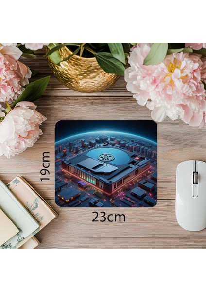 3D Efektli Veri Girişi Temalı Mouse Pad - 19X23 cm 2 mm Dikdörtgen Ithal Baskılı Mouse Pad
