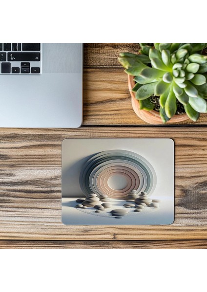 Yuvarlak Desenli Taş Bahçesi Mouse Pad - 19X23 cm 2 mm Dikdörtgen Ithal Baskılı Mouse Pad modelleri