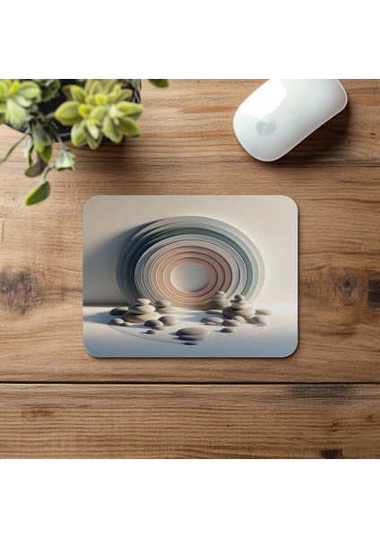 Yuvarlak Desenli Taş Bahçesi Mouse Pad - 19X23 cm 2 mm Dikdörtgen Ithal Baskılı Mouse Pad fırsatları