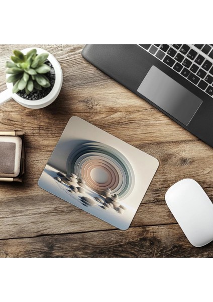 Yuvarlak Desenli Taş Bahçesi Mouse Pad - 19X23 cm 2 mm Dikdörtgen Ithal Baskılı Mouse Pad