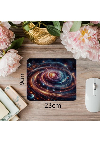 Hipnotik Galaksi Hareketi Mouse Pad - 19X23 cm 2 mm Dikdörtgen Ithal Baskılı Mouse Pad