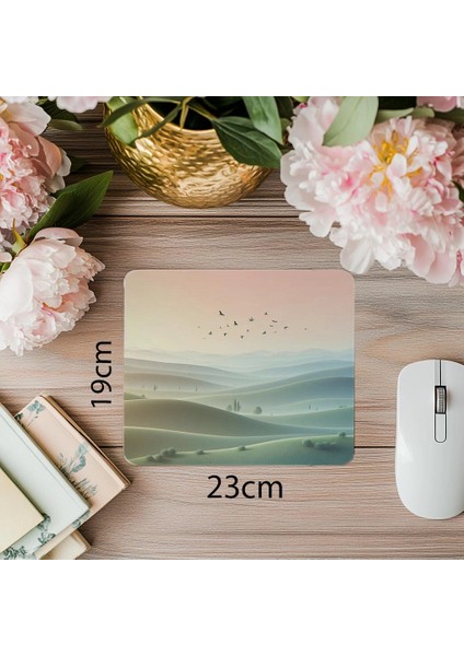 Soyut Huzurlu Tepe Tasarımı Mouse Pad - 19X23 cm 2 mm Dikdörtgen Ithal Baskılı Mouse Pad