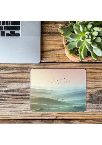 Soyut Huzurlu Tepe Tasarımı Mouse Pad - 19X23 cm 2 mm Dikdörtgen Ithal Baskılı Mouse Pad modelleri