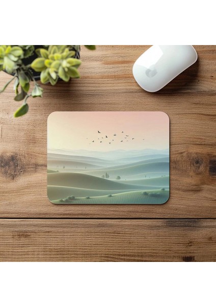 Soyut Huzurlu Tepe Tasarımı Mouse Pad - 19X23 cm 2 mm Dikdörtgen Ithal Baskılı Mouse Pad fırsatları