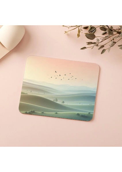 Soyut Huzurlu Tepe Tasarımı Mouse Pad - 19X23 cm 2 mm Dikdörtgen Ithal Baskılı Mouse Pad indirimleri