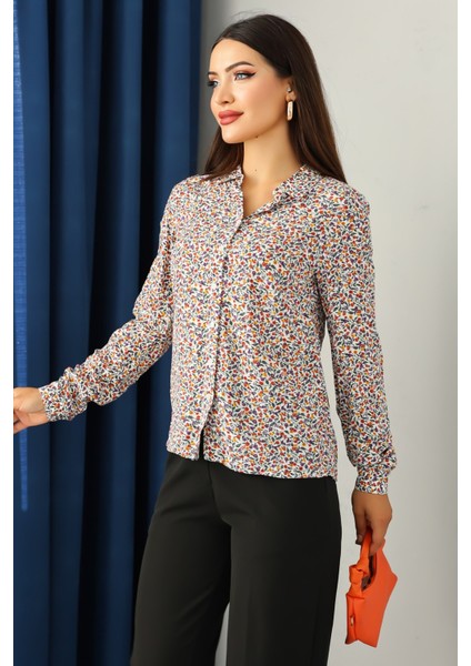 Lupinn Moda Kadın Çiçek Desenli Uzun Kollu Gömlek – Rahat Kesim, Hafif ve Nefes Alabilen Kumaş, Günlük & Ofis Şıklığı fiyatları