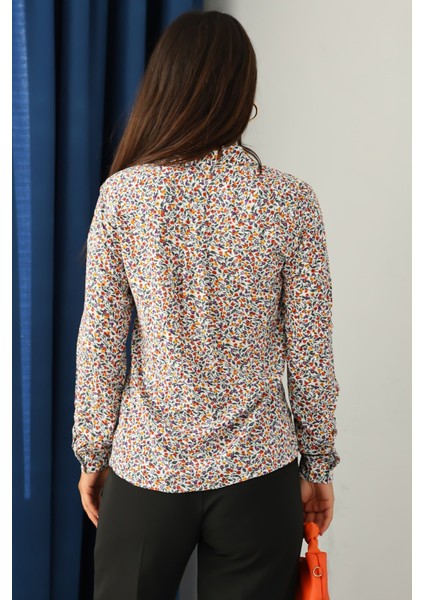 Lupinn Moda Kadın Çiçek Desenli Uzun Kollu Gömlek – Rahat Kesim, Hafif ve Nefes Alabilen Kumaş, Günlük & Ofis Şıklığı