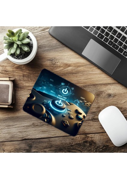 Press Start Yazılı Güçlü Gamer Mousepad - 19X23 cm 2 mm Dikdörtgen Ithal Baskılı Mouse Pad