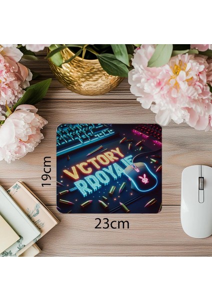 Victory Royale Yazılı Parlak Gamer Mousepad - 19X23 cm 2 mm Dikdörtgen Ithal Baskılı Mouse Pad