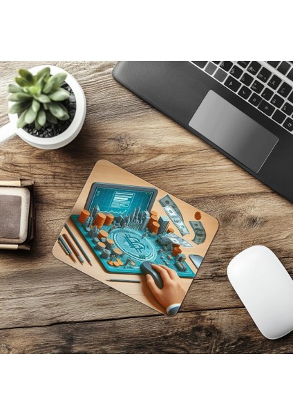 Kablo Dağınıklığıyla Gerçekçi Retro Mouse Pad - 19X23 cm 2 mm Dikdörtgen Ithal Baskılı Mouse Pad