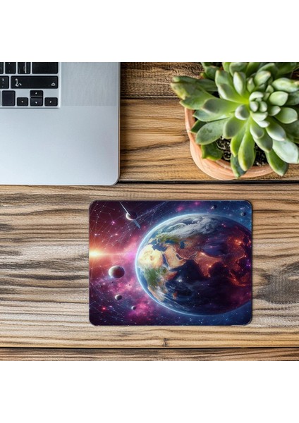 3D Dünya ve Yörüngeler Mouse Pad - 19X23 cm 2 mm Dikdörtgen Ithal Baskılı Mouse Pad modelleri