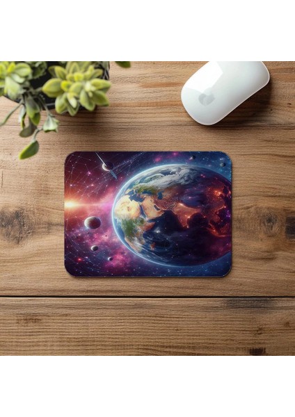 3D Dünya ve Yörüngeler Mouse Pad - 19X23 cm 2 mm Dikdörtgen Ithal Baskılı Mouse Pad fırsatları