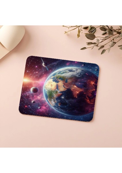 3D Dünya ve Yörüngeler Mouse Pad - 19X23 cm 2 mm Dikdörtgen Ithal Baskılı Mouse Pad indirimleri