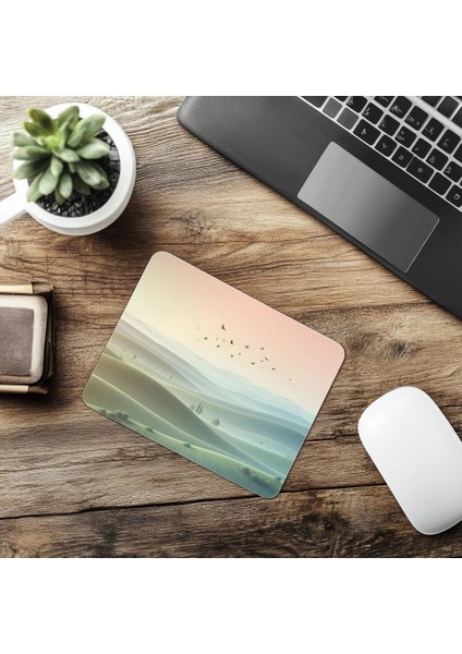 Soyut Huzurlu Tepe Tasarımı Mouse Pad - 19X23 cm 2 mm Dikdörtgen Ithal Baskılı Mouse Pad