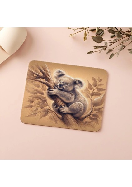 Karakalem Tarzda Sevimli Koala Mouse Pad - 19X23 cm 2 mm Dikdörtgen Ithal Baskılı Mouse Pad indirimleri