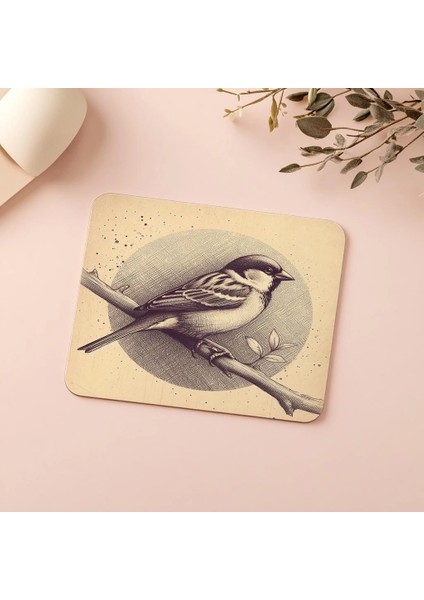 Kuş Figürlü El Çizimi Mouse Pad Tasarımı - 19X23 cm 2 mm Dikdörtgen Ithal Baskılı Mouse Pad indirimleri