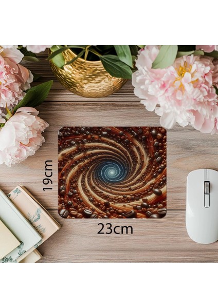 Kahve ve Kodun Buluştuğu Estetik Mouse Pad - 19X23 cm 2 mm Dikdörtgen Ithal Baskılı Mouse Pad