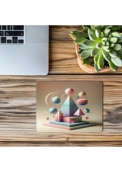 Piramit ve Daire Karışımlı Modern Mousepad - 19X23 cm 2 mm Dikdörtgen Ithal Baskılı Mouse Pad modelleri
