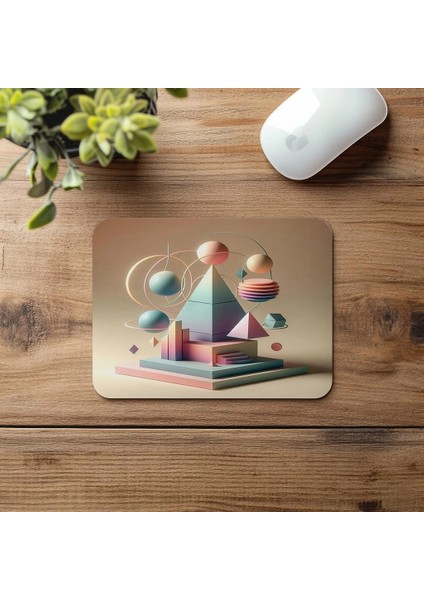 Piramit ve Daire Karışımlı Modern Mousepad - 19X23 cm 2 mm Dikdörtgen Ithal Baskılı Mouse Pad fırsatları