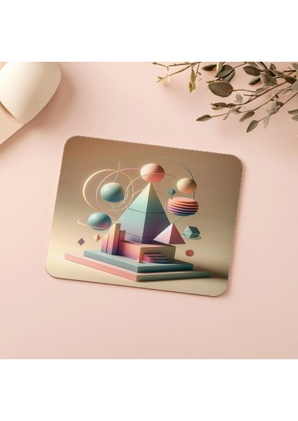 Piramit ve Daire Karışımlı Modern Mousepad - 19X23 cm 2 mm Dikdörtgen Ithal Baskılı Mouse Pad indirimleri