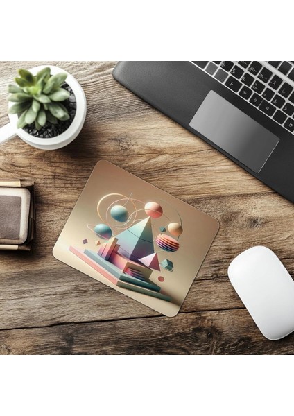 Piramit ve Daire Karışımlı Modern Mousepad - 19X23 cm 2 mm Dikdörtgen Ithal Baskılı Mouse Pad