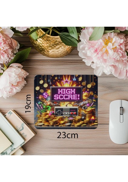 Arcade Temalı Işıltılı Mousepad Tasarımı - 19X23 cm 2 mm Dikdörtgen Ithal Baskılı Mouse Pad
