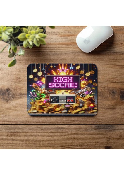 Arcade Temalı Işıltılı Mousepad Tasarımı - 19X23 cm 2 mm Dikdörtgen Ithal Baskılı Mouse Pad fırsatları