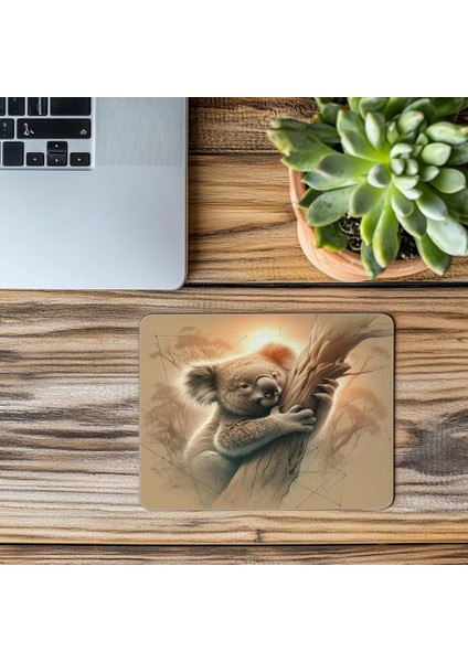 Toprak Renklerde Koala Temalı Mousepad - 19X23 cm 2 mm Dikdörtgen Ithal Baskılı Mouse Pad modelleri