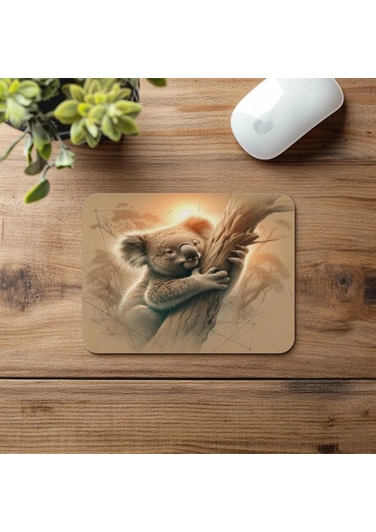 Toprak Renklerde Koala Temalı Mousepad - 19X23 cm 2 mm Dikdörtgen Ithal Baskılı Mouse Pad fırsatları