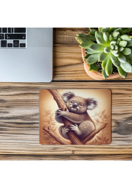 3D Yumuşak Işıklarla Çizilmiş Koala Tasarımı - 19X23 cm 2 mm Dikdörtgen Ithal Baskılı Mouse Pad modelleri