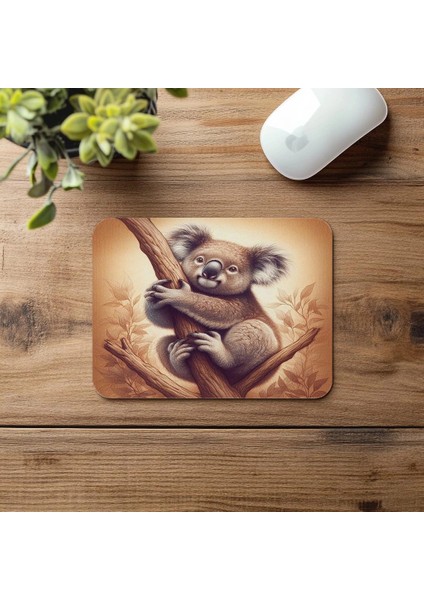 3D Yumuşak Işıklarla Çizilmiş Koala Tasarımı - 19X23 cm 2 mm Dikdörtgen Ithal Baskılı Mouse Pad fırsatları