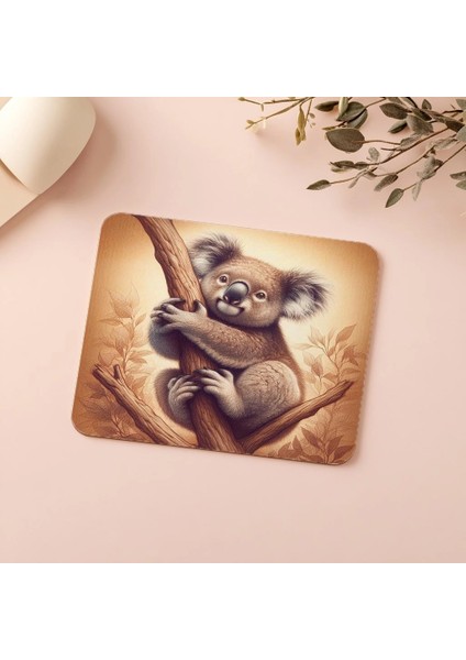 3D Yumuşak Işıklarla Çizilmiş Koala Tasarımı - 19X23 cm 2 mm Dikdörtgen Ithal Baskılı Mouse Pad indirimleri