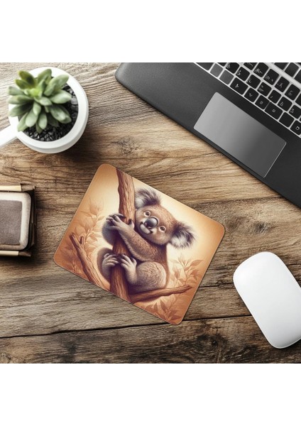 3D Yumuşak Işıklarla Çizilmiş Koala Tasarımı - 19X23 cm 2 mm Dikdörtgen Ithal Baskılı Mouse Pad