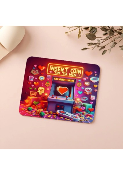 Insert Coin To Win Yazılı Retro Mousepad - 19X23 cm 2 mm Dikdörtgen Ithal Baskılı Mouse Pad indirimleri