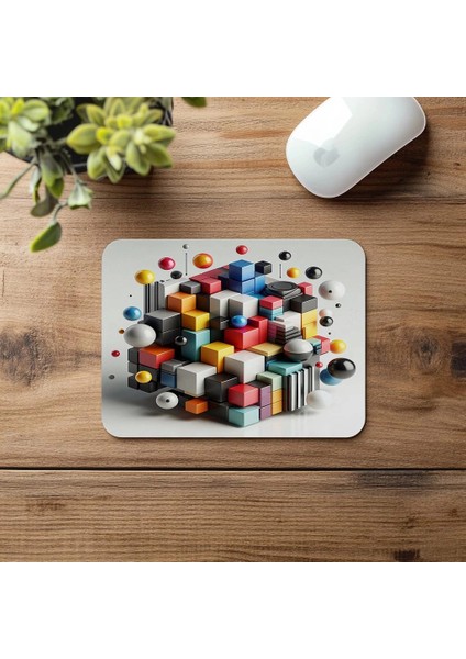 Birincil Renkli Küp ve Küre Mouse Pad - 19X23 cm 2 mm Dikdörtgen Ithal Baskılı Mouse Pad fırsatları