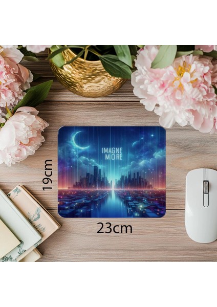 Düşsel Neon Tipografi Mouse Pad Tasarımı - 19X23 cm 2 mm Dikdörtgen Ithal Baskılı Mouse Pad