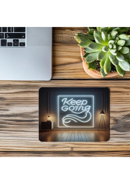 Keep Going Yazılı Işıklı Izli Neon Mousepad - 19X23 cm 2 mm Dikdörtgen Ithal Baskılı Mouse Pad modelleri