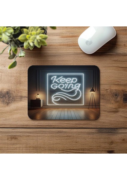 Keep Going Yazılı Işıklı Izli Neon Mousepad - 19X23 cm 2 mm Dikdörtgen Ithal Baskılı Mouse Pad fırsatları