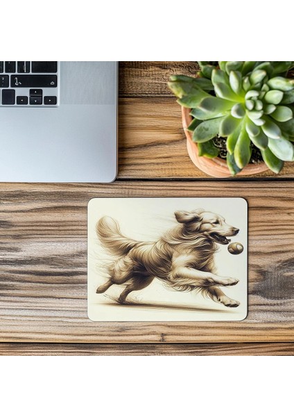 Golden Retriever Oyun Pozunda Mousepad - 19X23 cm 2 mm Dikdörtgen Ithal Baskılı Mouse Pad modelleri