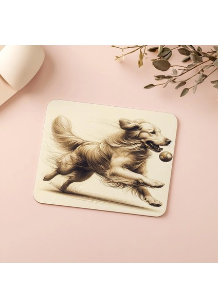 Golden Retriever Oyun Pozunda Mousepad - 19X23 cm 2 mm Dikdörtgen Ithal Baskılı Mouse Pad indirimleri