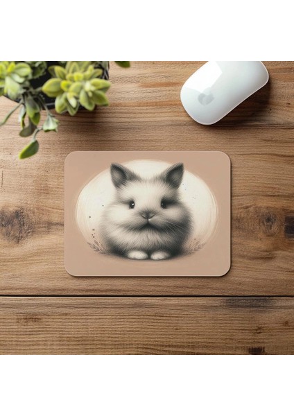 Fluffy Bunny Tasarımlı Sade Mouse Pad - 19X23 cm 2 mm Dikdörtgen Ithal Baskılı Mouse Pad fırsatları