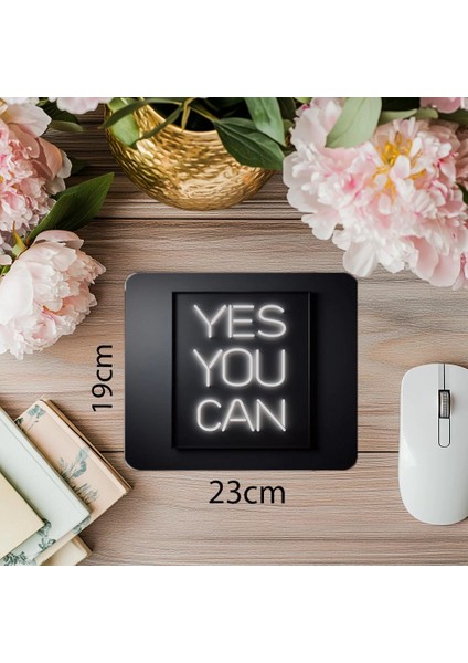 Yes You Can Yazılı Sade Neon Mousepad - 19X23 cm 2 mm Dikdörtgen Ithal Baskılı Mouse Pad