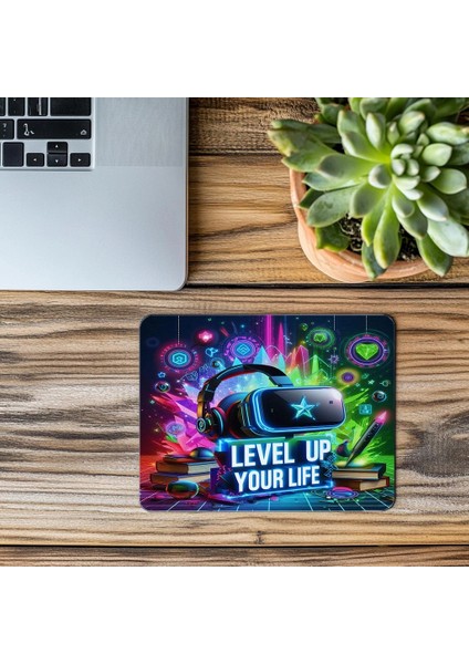 Level Up Your Life Yazılı Enerjik Mousepad - 19X23 cm 2 mm Dikdörtgen Ithal Baskılı Mouse Pad modelleri