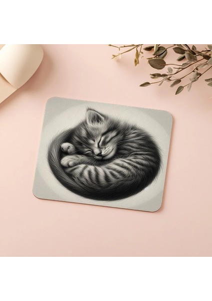 Kıvrılmış Kedi Portresi Mousepad - 19X23 cm 2 mm Dikdörtgen Ithal Baskılı Mouse Pad indirimleri