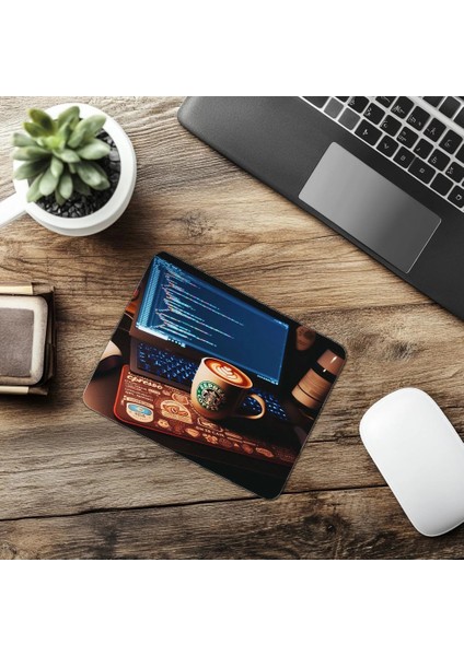 Karanlık Ortam + Renkli Sticker Kombinasyonu - 19X23 cm 2 mm Dikdörtgen Ithal Baskılı Mouse Pad