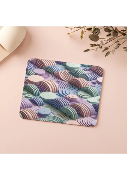 Geometrik Yaylarla Oluşturulmuş Minimal Mouse Pad - 19X23 cm 2 mm Dikdörtgen Ithal Baskılı Mouse Pad indirimleri